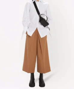 JW Anderson Camel ‘Pleat Front Wide Leg Cropped Trousers’ Clothing