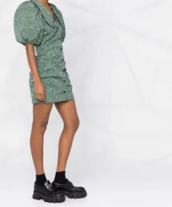 Ganni 'Jacquard Puff Sleeve Mini Dress' New In