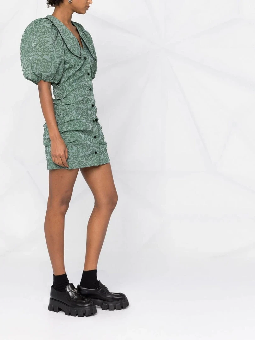 Ganni 'Jacquard Puff Sleeve Mini Dress' New In 6 Ganni 'Jacquard Puff Sleeve Mini Dress' New In