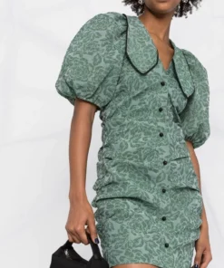 Ganni 'Jacquard Puff Sleeve Mini Dress' New In