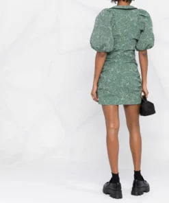 Ganni 'Jacquard Puff Sleeve Mini Dress' New In