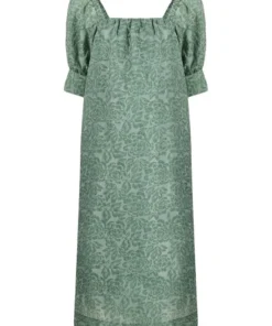 Ganni 'Jacquard Short Puff Sleeve Midi Dress'