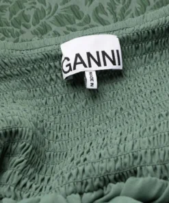 Ganni 'Jacquard Short Puff Sleeve Midi Dress'