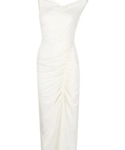 Self Portrait 'Jersey Gathered Asymmetric Midi Dress' Clothing