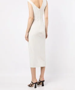 Self Portrait 'Jersey Gathered Asymmetric Midi Dress' Clothing