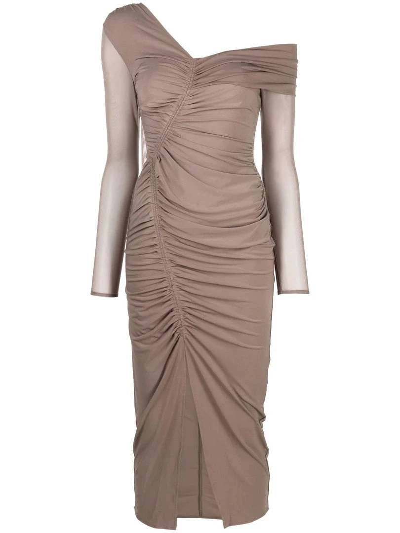 Self Portrait 'Jersey One Shoulder Ruched Midi Dress' Clothing 3 Self Portrait 'Jersey One Shoulder Ruched Midi Dress' Clothing