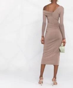 Self Portrait 'Jersey One Shoulder Ruched Midi Dress' Clothing 13 Self Portrait 'Jersey One Shoulder Ruched Midi Dress' Clothing