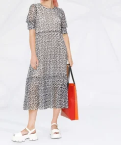 Baum Und Pferdgarten Black 'Jocelyn' Abstract Mesh Midi Dress