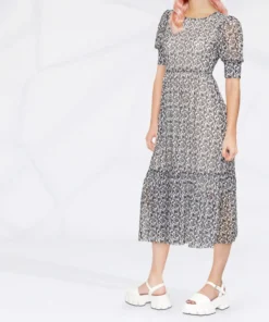 Baum Und Pferdgarten Black 'Jocelyn' Abstract Mesh Midi Dress