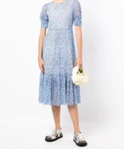 Baum Und Pferdgarten Blue 'Jocelyn' Leopard Mesh Midi Dress