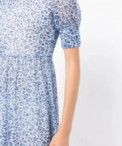 Baum Und Pferdgarten Blue 'Jocelyn' Leopard Mesh Midi Dress