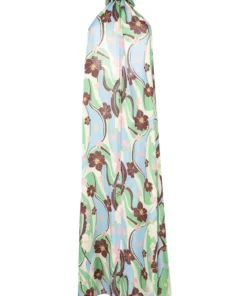 Rixo London'Jordyn' Floral Wave Halterneck Maxi Dress