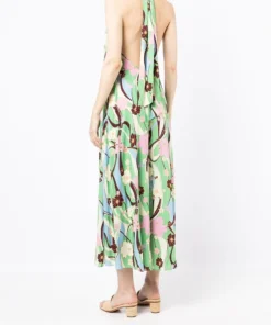 Rixo London 'Jordyn' Floral Wave Halterneck Maxi Dress
