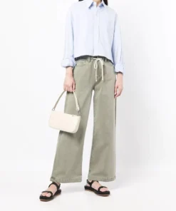 Paige Khaki 'Carly' Wide Leg Jeans