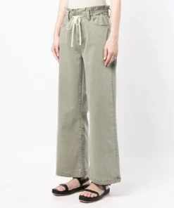 Paige Khaki 'Carly' Wide Leg Jeans