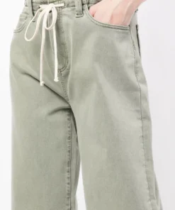 Paige Khaki 'Carly' Wide Leg Jeans