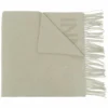 Ganni Khaki 'Wool Logo Fringed Scarf'