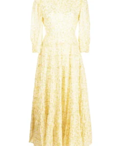 Rixo London Yellow ‘Kristen’ Midaxi Dress