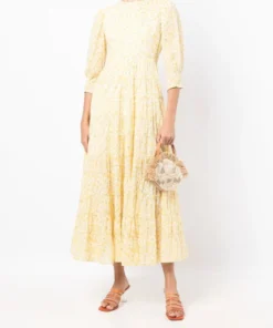 Rixo London Yellow ‘Kristen’ Midaxi Dress