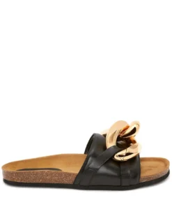 JW Anderson Black 'Leather Chain Slides' Shoes