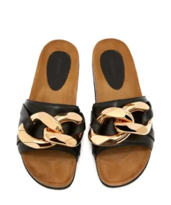 JW Anderson Black 'Leather Chain Slides' Shoes 9 JW Anderson Black 'Leather Chain Slides' Shoes