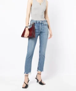 Agolde New In Light Blue 'Riley Crop High Rise Jeans’