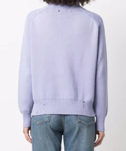Golden Goose Lilac ‘Delilah’ Ribbed Knit Slogan Sweater Clothing