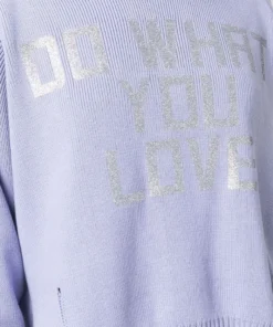 Golden Goose Lilac ‘Delilah’ Ribbed Knit Slogan Sweater Clothing