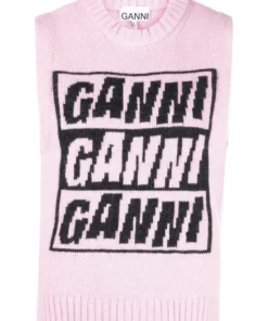 Ganni New In 'Logo Sleeveless Knit Sweater'