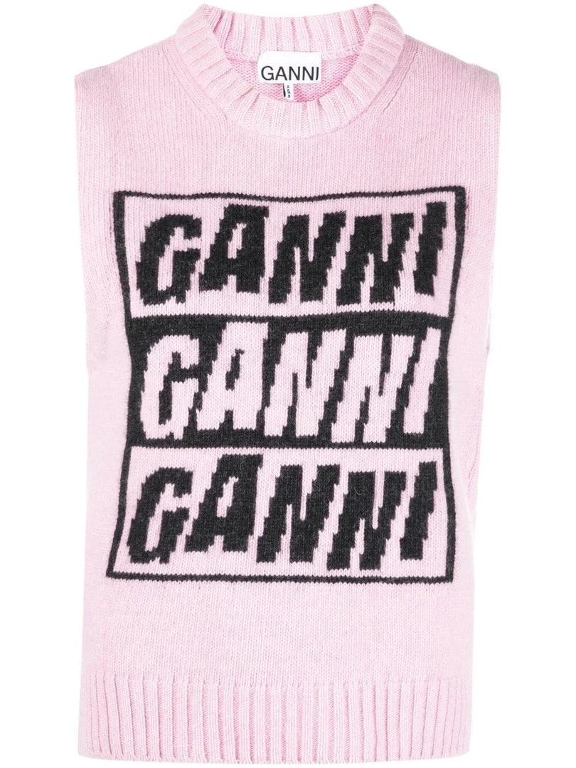 Ganni New In 'Logo Sleeveless Knit Sweater' 3 Ganni New In 'Logo Sleeveless Knit Sweater'