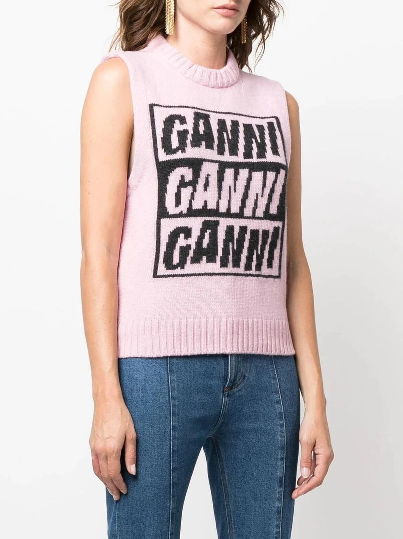 Ganni New In 'Logo Sleeveless Knit Sweater' 5 Ganni New In 'Logo Sleeveless Knit Sweater'