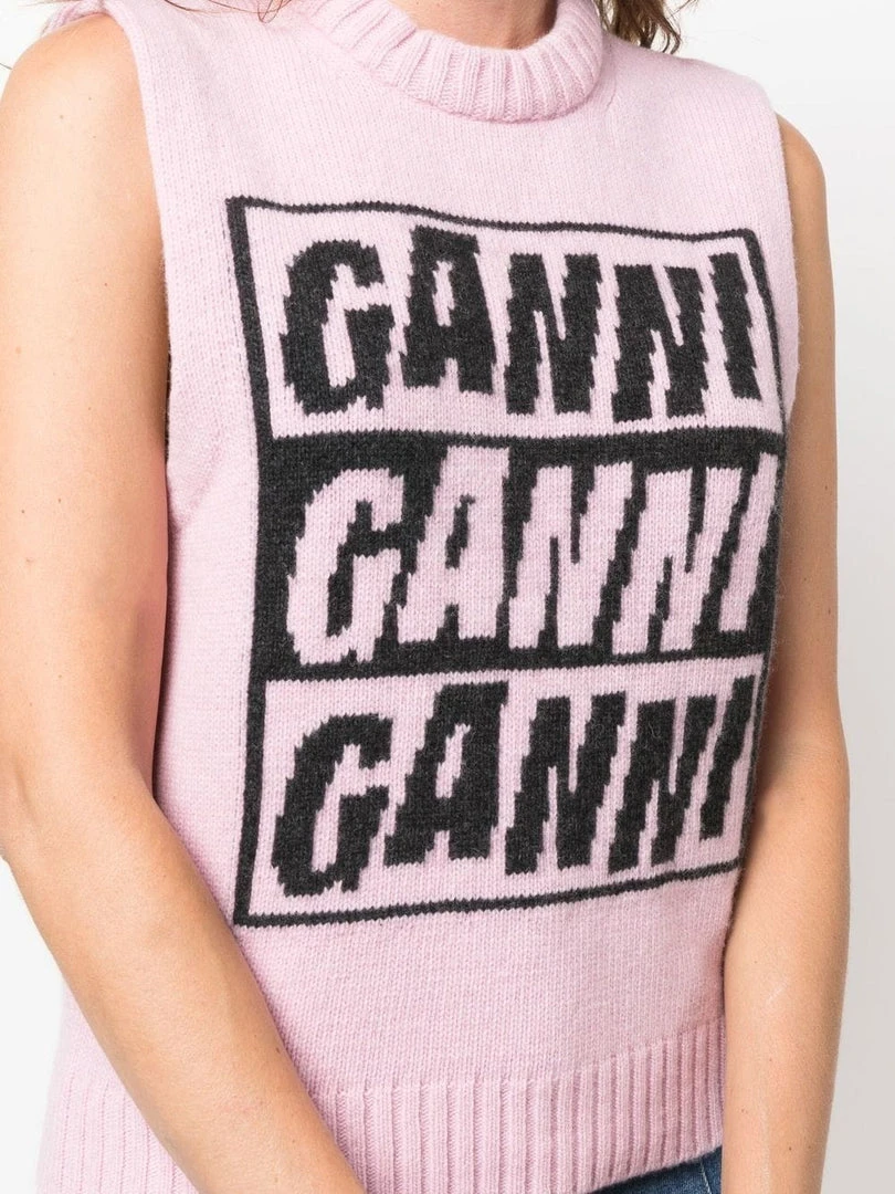 Ganni New In 'Logo Sleeveless Knit Sweater' 7 Ganni New In 'Logo Sleeveless Knit Sweater'