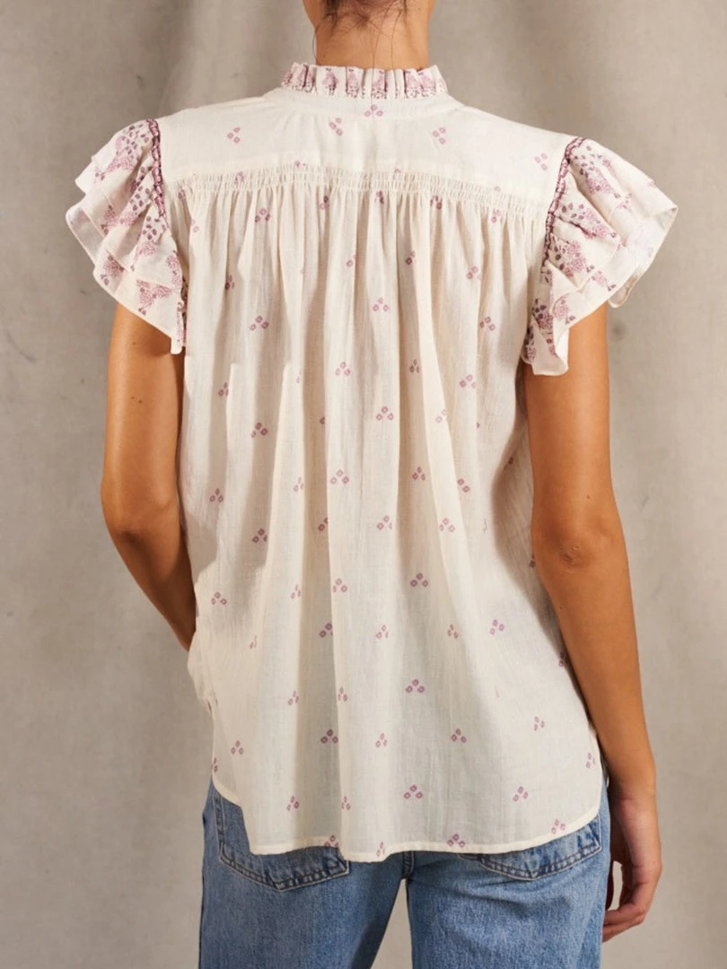 M.A.B.E Pink ‘Mia’ Floral Ruffle Blouse Clothing 4 M.A.B.E Pink ‘Mia’ Floral Ruffle Blouse Clothing