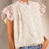 M.A.B.E Pink ‘Mia’ Floral Ruffle Blouse Clothing