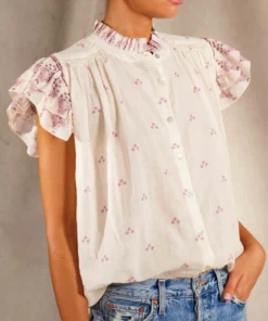 M.A.B.E Pink ‘Mia’ Floral Ruffle Blouse Clothing