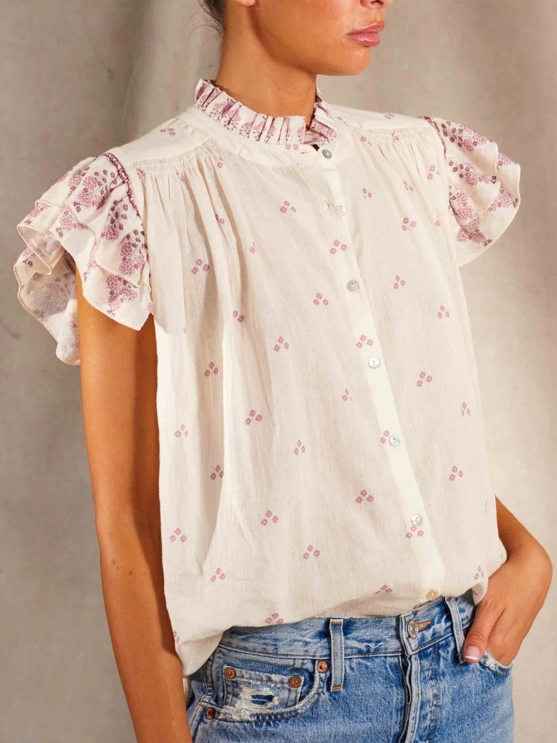M.A.B.E Pink ‘Mia’ Floral Ruffle Blouse Clothing 3 M.A.B.E Pink ‘Mia’ Floral Ruffle Blouse Clothing