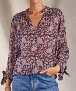 M.A.B.E Clothing ‘Orli’ Sheer Long Sleeve Floral Blouse
