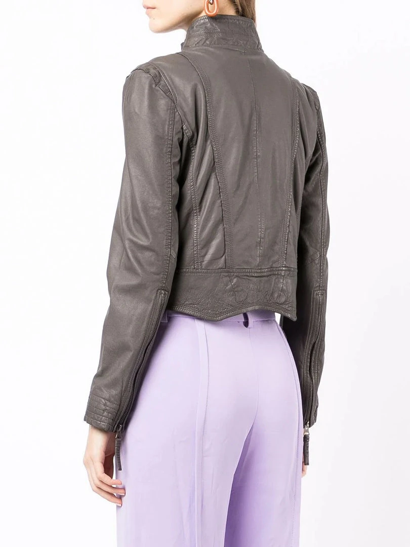 MDK Brown 'Rucy' Zipped Leather Jacket Clothing 6 MDK Brown 'Rucy' Zipped Leather Jacket Clothing