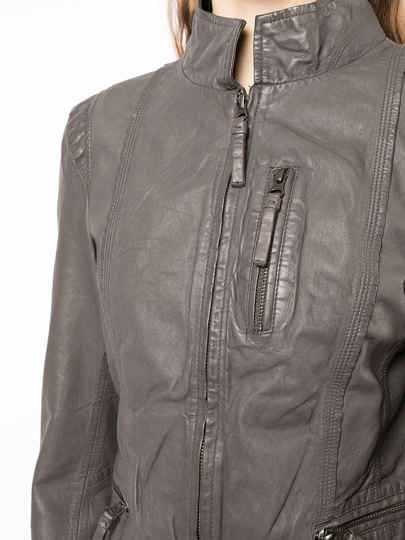 MDK Brown 'Rucy' Zipped Leather Jacket Clothing 7 MDK Brown 'Rucy' Zipped Leather Jacket Clothing