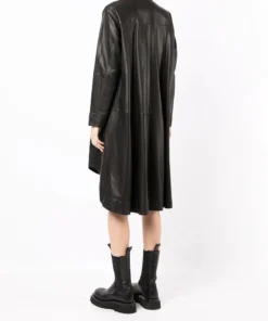 MDK Black Oversized 'Nanna' Leather Shirt Dress Clothing