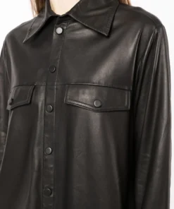 MDK Black Oversized 'Nanna' Leather Shirt Dress Clothing