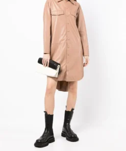 MDK Nude Oversized 'Nanna' Leather Shirt Dress Clothing