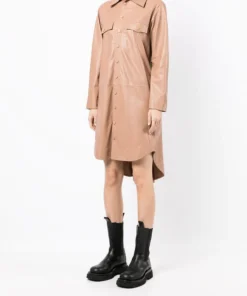 MDK Nude Oversized 'Nanna' Leather Shirt Dress Clothing