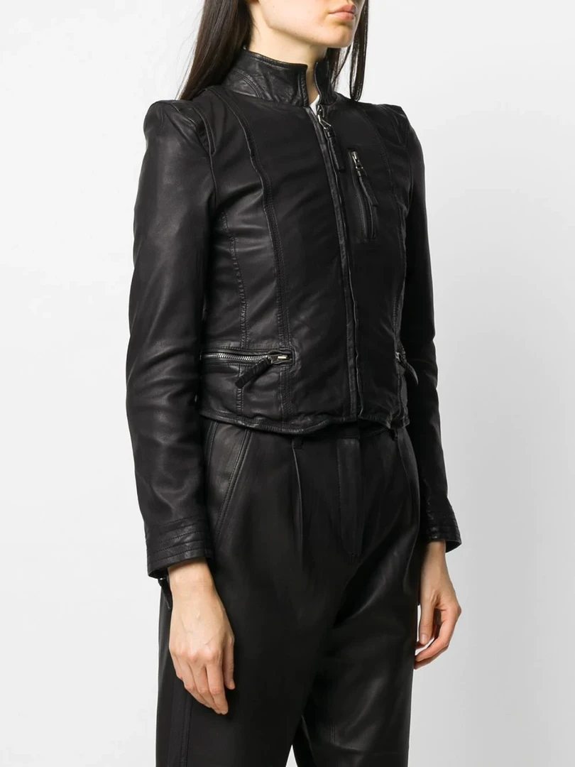 MDK Clothing Black 'Rucy' Zipped Leather Jacket 5 MDK Clothing Black 'Rucy' Zipped Leather Jacket