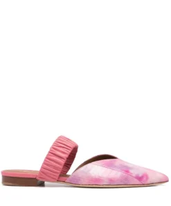 Malone Souliers 'Matilda' Pink Croc Effect Flat Mules