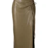 NANUSHKA Olive Green 'Malorie' Ruched Midi Skirt Clothing