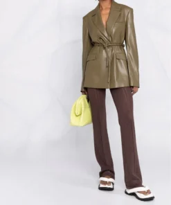 NANUSHKA 'Mariko' Tie Up Leather Blazer Clothing