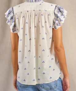 M.A.B.E Blue ‘Mia’ Floral Ruffle Blouse Clothing