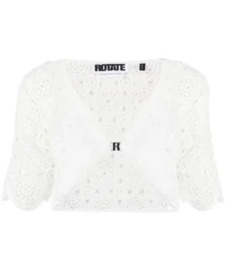 ROTATE Clothing White'Milandran' Crochet Crop Top