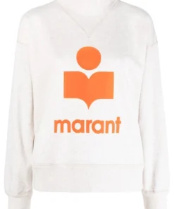 Isabel Marant Etoile ‘Moby’ Orange Felt Logo Sweatshirt